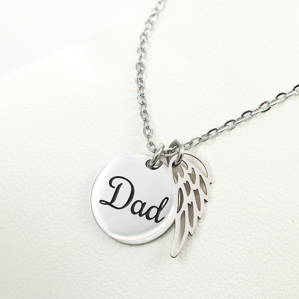 Alzheimer's Warrior (In Memory of Dad) -  Necklace with Angel Wings