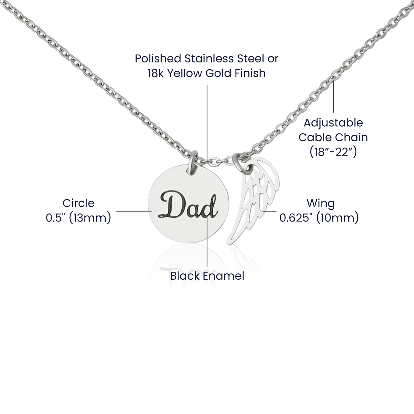Alzheimer's Warrior (In Memory of Dad) -  Necklace with Angel Wings