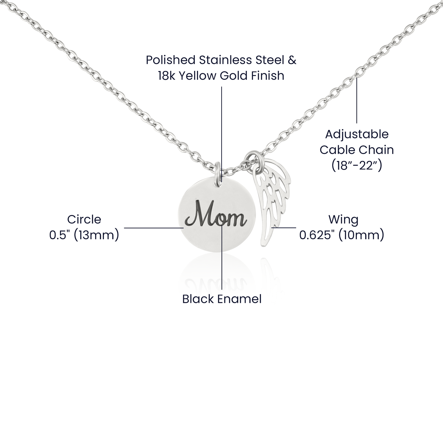 Alzheimer's Warrior (In Memory of Mom) - Necklace with Angel Wings